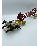 Vintage Kenton Cast Iron Hook &amp; Ladder Horse Drawn Fire Engine Trailer T... - £30.53 GBP