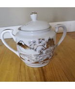 Kutani White &amp; Platinum Hand Painted Sugar Bowl Kutani 1950s China Vintage - $274.32 MXN