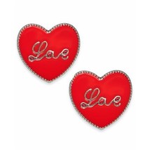 Holiday Lane Silver-Tone Love Heart Stud Earrings,  Red - £11.67 GBP