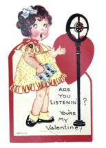 Vtg Mechanical Valentines Day Card &quot;Are You Listenin&#39;? You&#39;re My Valentine!&quot; - £14.38 GBP