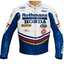 Honda Rothmans Vintage Style Motorcycle Racing Leather Jacket CE Armor C... - £149.45 GBP