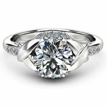 2.15Ct Round Cut Simulated Diamond Engagement Ring Solid 14k White Gold Size 5 - £189.98 GBP