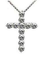 Crystal Cross Pendant Necklace Sterling Silver Chain Jewellery - £11.98 GBP