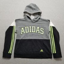 Adidas Hoodie Youth Large 14/16 Boys Gray Black Pullover Pockets Spell O... - $18.76