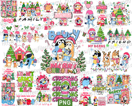 Pink Bluey Christmas Png Bundle, Bluey Family Christmas Png Disney Chris... - £3.84 GBP
