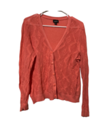 Torrid Womens Cardigan Sweater Coral Long Sleeve V Neck Crochet 100% Cot... - $16.80