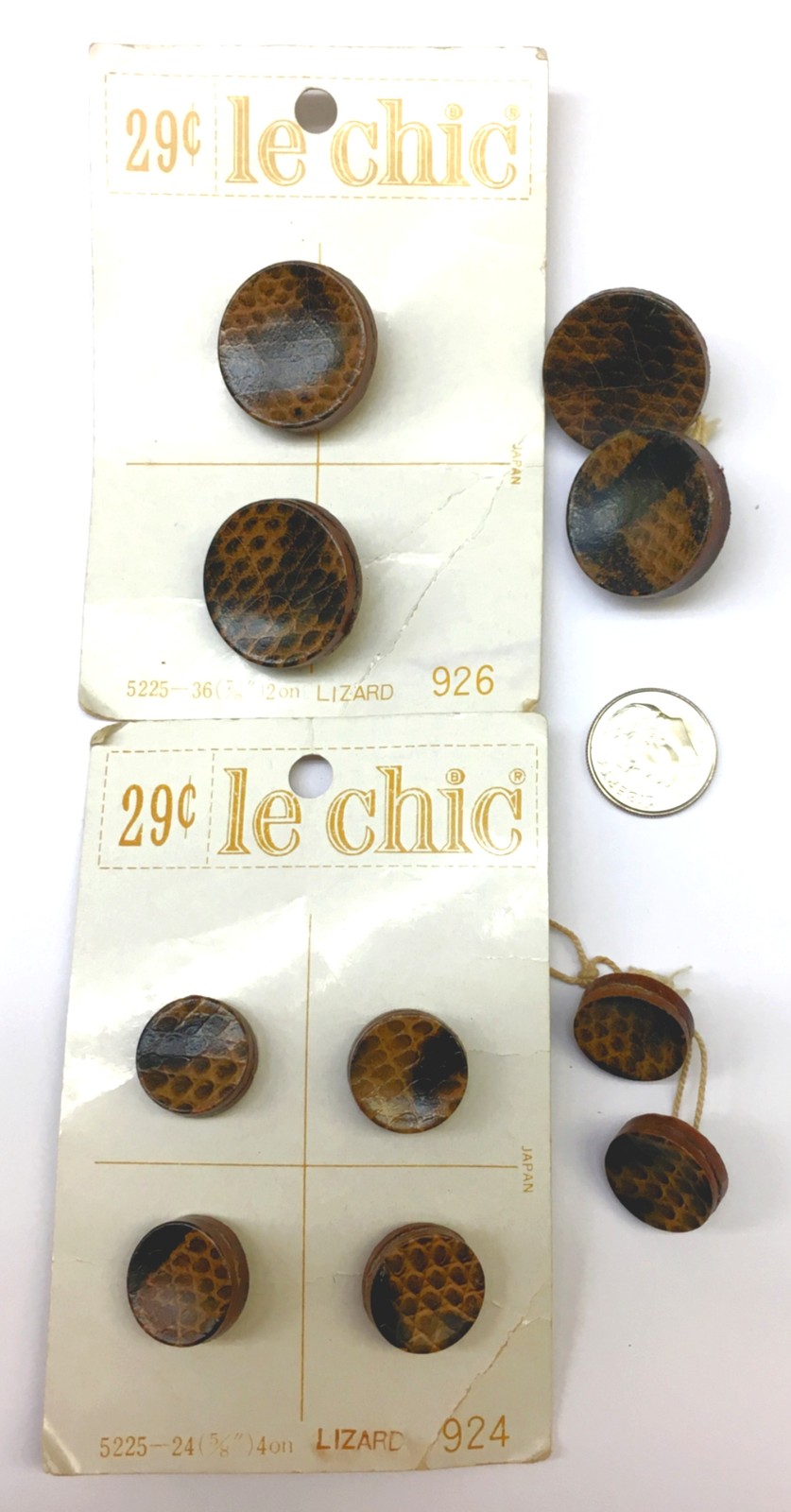 Lot 10 Lizard Skin Plastic Buttons Le Chic 5225 2 Sizes 7/8” 5/8” 50s 60s Japan - $14.99