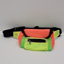 Vintage 80s 90s Retro Neon Colorblock Fanny Pack Waist Belt Bag Small 5.... - £13.64 GBP