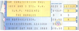 The Bangles Ticket Stub March 25 1989 Washington D.C. - $24.74