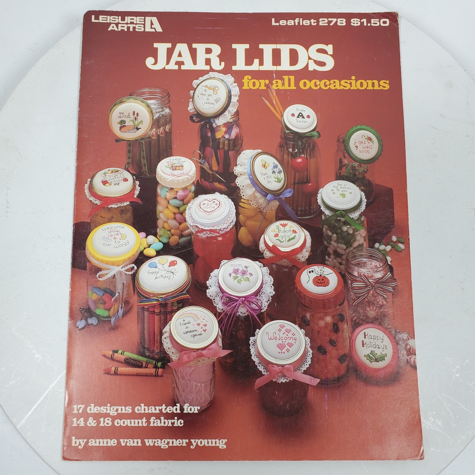 Leisure Arts Jar Lids For All Occasions Cross Stitch Pattern 278 - $15.00