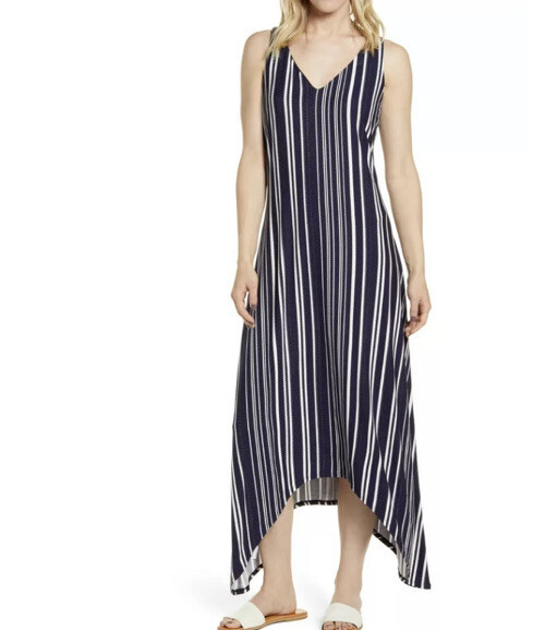 $185 NWT TOMMY BAHAMA SzS ANOCHE SLEEVELESS STRIPE SHIFT HI-LOW MAXI DRE... - $45.53