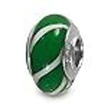 Galaxy Gold GG 925 Sterling Silver Genuine Murano Glass Charm, Green and... - $18.80