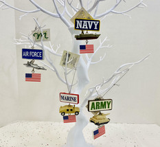 Navy, Army, Marines and Air Force Military Ornament Set 4~Patriotic Christmas - £23.25 GBP