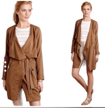 Anthropologie Cartonnier Vimicon 3/4 Trench Jacket Lightweight Medium Br... - $669.60 MXN
