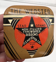 The Webster Typewriter Ribbon Tin Star Brand Royal no 10 Hinged 2 1/2 x ... - $22.28