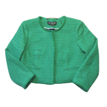 NWT J.Crew Louisa Lady Jacket in Summer Green Sequin Tweed Cropped 14 - £158.65 GBP