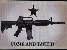 Come &amp; Take It Gun Rights 2nd Amendment White M4 Rifle Flag 4X6 Rough Te... - $36.00
