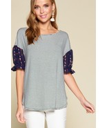 Cute Striped Curved Hem Casual Top - $31.00 CAD