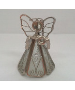 Handmade stain glass free standing leaded winged angel frosted glass wit... - $19.75