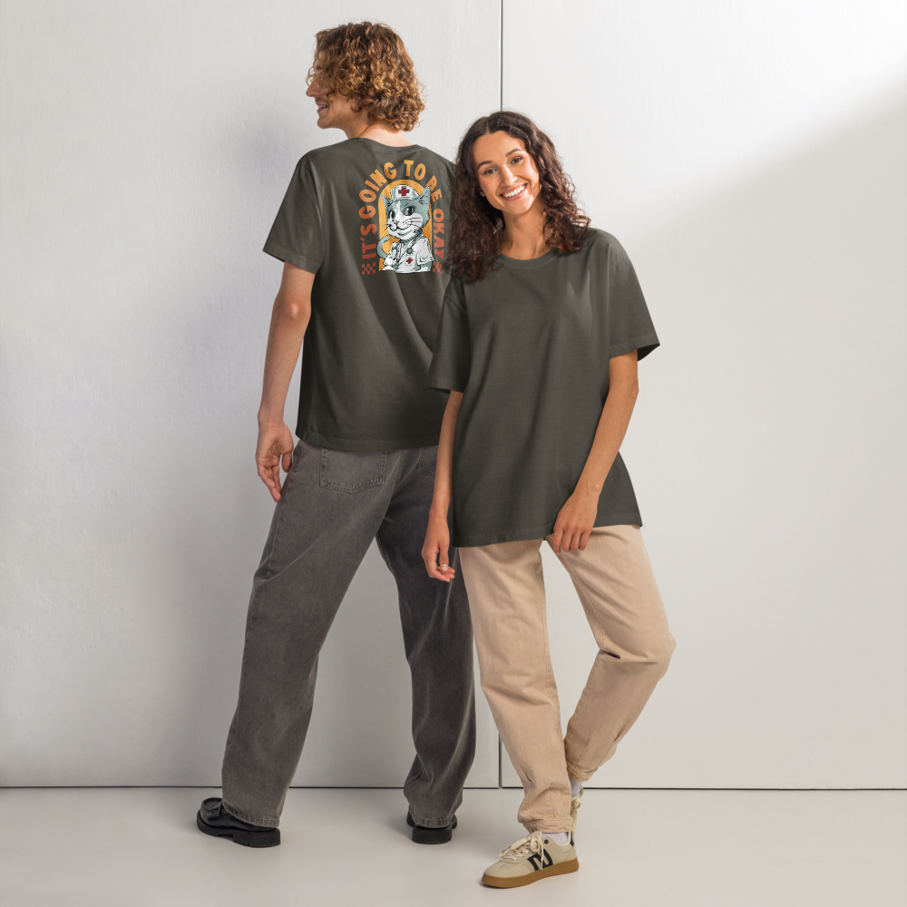 Unisex Oversized T-Shirt - Okay Back Print Washed Charcoal Item image 5