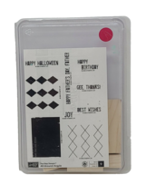 NEW STAMPIN' UP 2006 All Around Argyle Two-Step 9 Piece Stamp Set Wooden Craft - £8.50 GBP