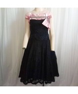 VTG KENPASS Rhinestone Black Lace SAMPLE Dress 1990s Cocktail Prom Pink ... - €269,09 EUR