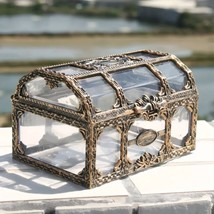 Clear Vintage Treasure Chest Jewelry Box, Pirate Style Coin Storage Disp... - $15.00