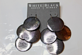 White House Black Market French Wire Dangle Earrings Metallic Circles - £13.95 GBP
