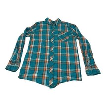 Arizona Jean Co. Plaid Button-Up Shirt XL 14/16 Teal Orange Long Sleeve ... - $14.60