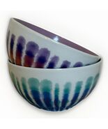 Print Run Cereal Bowls Tie Dye Purple Blue Urban Outfitters Set 2 Cerami... - $455.36 MXN