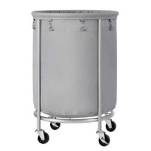 Round 45-Gallon Laundry Basket Hamper with Grey Fabric Bag Steel Frame o... - €173,92 EUR