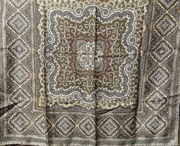Vintage Echo 100% Silk White/Brown/Gold Scarf Made In Italy 30&quot; Square - £13.38 GBP