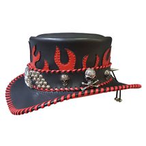 Steampunk Gothic El Dorado Leather Top Hat - £389.24 GBP