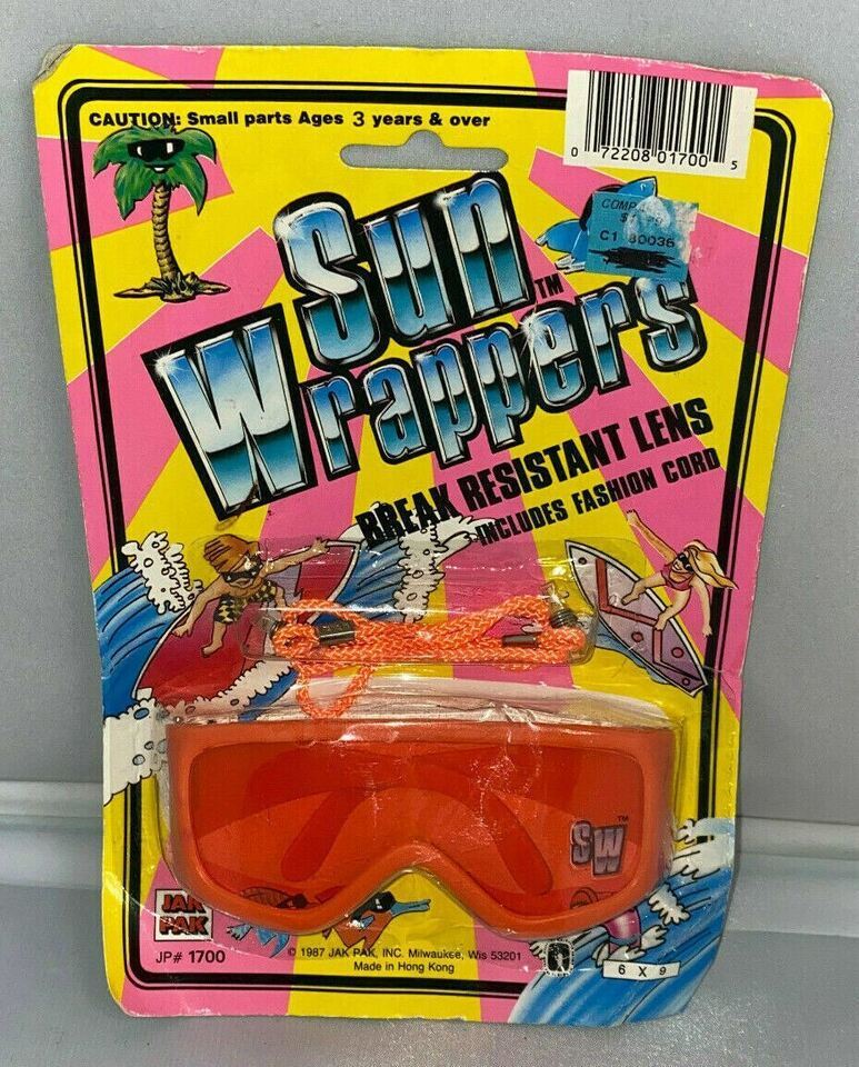 Sun Wrappers Kids Sunglasses Vintage Toy NOS Carded 1980s Jak Pak - $3.47