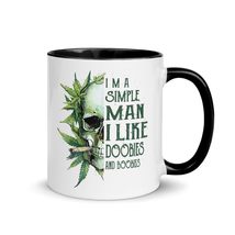 Skull Im A Simple Man I Like Doobies And Boobies Weed Mug with Color Inside, Gr - $18.76+