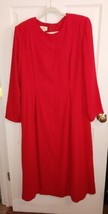 Talbots Fit &amp; Flare Dress Women’s Size 16 Red Holiday Lined Made In USA  - £27.50 GBP