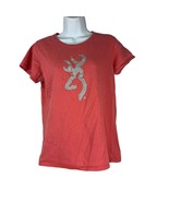 Browning Womens Coral Cotton Preshrunk T-Shirt With Silver Logo Size Medium - €15,88 EUR