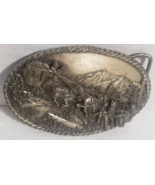 1983 Vtg Stagecoach Pewter Oval Siskiyou Buckle Co Belt Buckle. 3 1/8&quot; X 2&quot; - £11.22 GBP