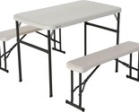 Portable Folding Camping Rv Picnic Table And Bench Set By Lifetime, Almond. - $95.99