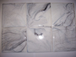 Vintage White Grey Marble Plastic Tile 4 1/4&quot; Wall Bathroom Kitchen Polystyrene - £3.94 GBP