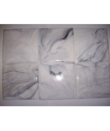 VINTAGE WHITE GREY MARBLE PLASTIC TILE 4 1/4&quot; wall bathroom kitchen poly... - $4.94