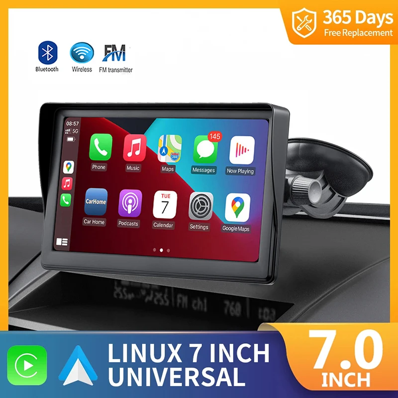 Car Video Multimedia Player 7-inch Universal Radio Wireless Apple Carplay Wired - £29.53 GBP+