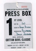 1975 Cotton Bowl Game Press Box Pass Penn State Baylor - $9,340.63 MXN