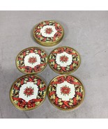 Vintage Metropolitan Museum Of Art Red Floral Coasters In Tin - $17.31 CAD