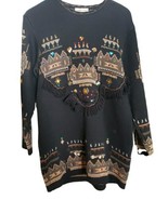 Vintage Dafna Rina Black Jeweled Knit Sweater Women Size L Made in Israel - £35.93 GBP