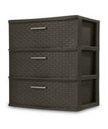 Sterilite Storage Drawer  3 Drawer Plastic Weave Wide Tower with Pull Ha... - $37.27