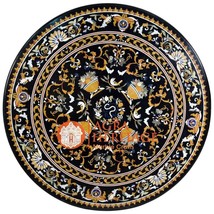 49&quot; Italian Round Marble Side Coffee Table Top Pietra Dura Inlaid Hallway Decors - £2,532.39 GBP