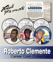 Baseball Legend Roberto Clemente Statehood Quarter Colorized 3-Coin Set Licensed - £11.88 GBP