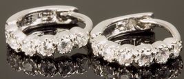 Men and Women Hoop Earrings Sim Diamond Hip Hop Style 14K White Gold Finish - £59.96 GBP