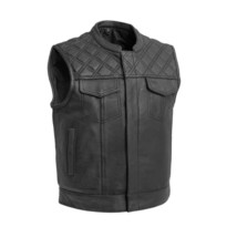 Men&#39;s Motorcycle Leather Vest MCJ Apparel Biker Vest Upside Leather Firs... - £172.33 GBP